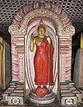 Makara pandol over the image of Buddha in Dambulla cave temple, Sri Lanka.