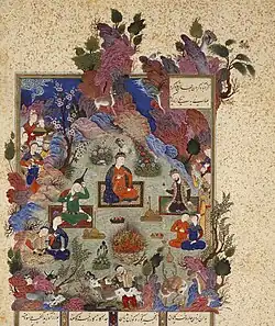 The Feast of Sada, Folio 22v from the Shahnama of Shah Tahmasp, Sultan Mohammed, c. 1525