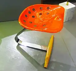 Achille Castiglioni, 1957, Mezzadro Stool, enameled steel, chrome-plated steel, beech, 53 × 49.5 × 53 cm