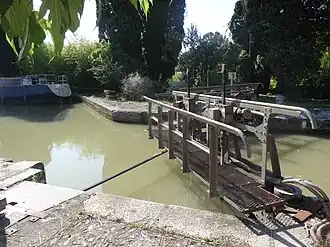 The Villedubert lock on the Canal du Midi