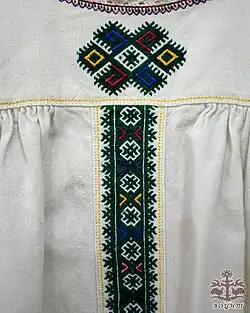 Fragment of an embroided shirt