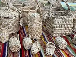 Baskets and shoes made of reeds