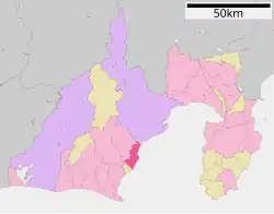 Location of Yaizu in Shizuoka Prefecture
