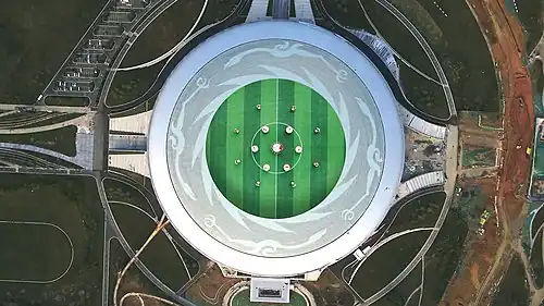 Dong'an Lake Stadium, the main venue of the 2021 Summer World University Games, with a giant sun bird design on the roof