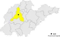 Location of Jinan City within Shandong