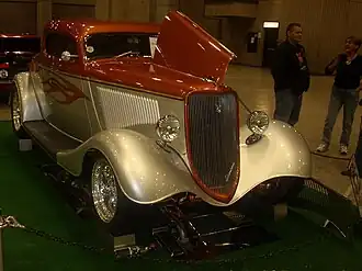 Street rod with chopped top, based on 1933 Model 40 or B three window coupe