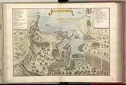 Hand-drawn map of Hondarribia from 1699 by Leonardus de Ferrarys.