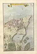 Hand-drawn map of Hondarribia from 1699 by Leonardus de Ferrarys.