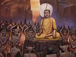 Phra Malai instructing the dead in hell, Wat Machiram, Malaysia