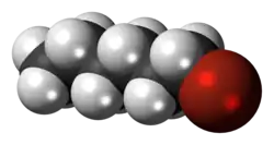 Spacefill model of 1-bromohexane