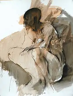 Waiting, colored ink on paper (2005)