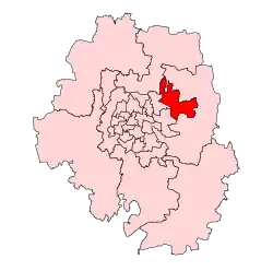Location of KR Pura assembly, shown in red, in Bangalore