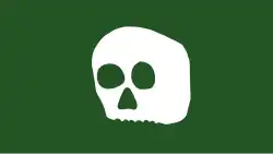 A green Barbary corsairs flag with a skull on it.[55]
