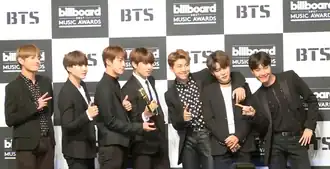 BTS at a press conference in 2017