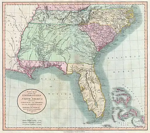 Southeastern U.S. and Indian territories, including Cherokee, Creek, and Chickasaw; 1806