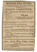 Advertisement of a Boston tea shop in 1811 listing teas for sale