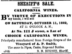 Sheriff's Sale Notice, Sacramento Bee (October 9, 1862)