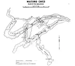 Line drawing of cave complex.