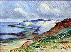 Carl Arp Küstenlandschaft auf Sylt (Morsumkliff) 1905, Oil on canvas 475 cm × 59.5 cm (187 in × 23+1⁄2 in), Museumsberg Flensburg