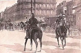 Dragoons patrol the streets of Narbonne on 20 June 1907