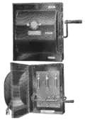 A 1917 Square D enclosed 3-pole safety switch, utilizing cartridge fuses.