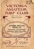 Front cover of the 1930 VATC Futurity Stakes racebook