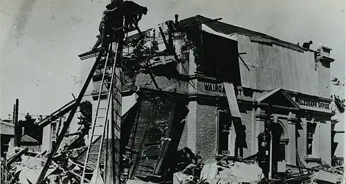 Wairoa Post Office destroyed by the 1931 Hawke's Bay earthquake