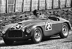 Ferrari 166 MM of Lucas and Dreyfus during the race