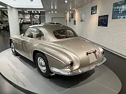 Rear view of the Super Sport Villa d'Este at the Alfa Romeo museum