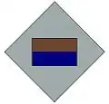 A multi-toned rectangular organisational symbol inside a diamond of grey
