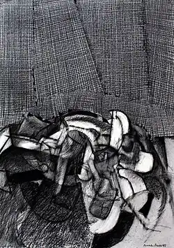 Start of traffic, 1999, charcoal, 86 x 61&nbsp;cm