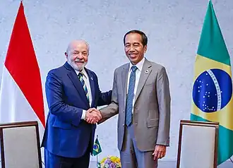 Jokowi with Brazilian President Luiz Inácio da Silva in Hiroshima