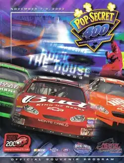 The 2003 Pop Secret Microwave Popcorn 400 program cover.