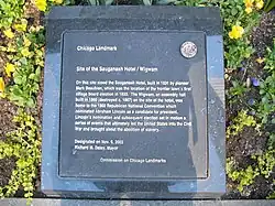 The Wigwam Building/Sauganash Hotel Chicago Landmark plaque