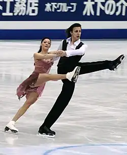 Ksenia Pecherkina and Aleksandrs Jakushin perform at the 2012 World Championships.