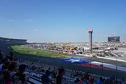 A photo overlooking the third and fourth turns of the Texas Motor Speedway taken in 2017.