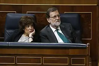 Mariano Rajoy and Soraya Sáenz de Santamaría in the Congress of Deputies