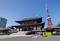 Zōjōji (a temple in Shiba Park) and Tokyo Tower