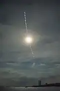 Time-lapse image of the eclipse in Xiamen, China