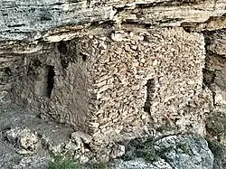 Close-up view of one of the cliff dwellings
