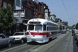 Route 23 trolley on Germantown Avenue (1985)