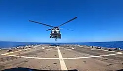 An MH-60R of HSM-60 lands aboard USS Forrest Sherman (DDG-98), 2022