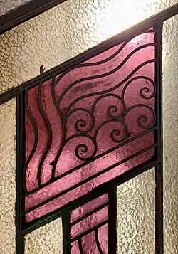 Art Deco window grill with stylized Vitruvian scrolls in Bulevardul Hristo Botev no. 26, Bucharest, Romania, unknown architect, c.1930