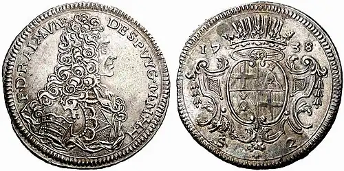 2 scudi coin of GM Despuig, 1738