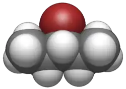 Van der Waals space filling model of 3-bromopentane