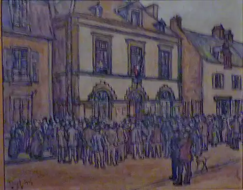 Germain David-Nillet's "Rassemblement devant la mairie du Faouët". Held in the Musée du Faouët.