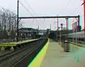 Stereo (3D) picture of outbound train platform at Fern Rock Station (red/blue glasses needed).