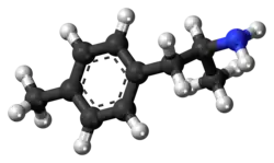 Ball-and-stick model of the 4-methylamphetamine molecule
