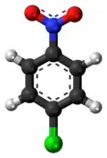 Ball-and-stick model of the 4-nitrochlorobenzene molecule