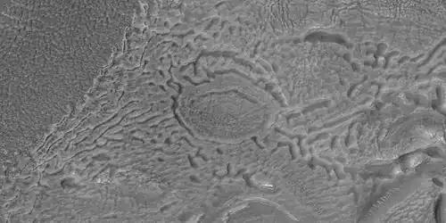 Brain terrain being formed, as seen by HiRISE under HiWish program Note: this is an enlargement of the previous image using HiView.